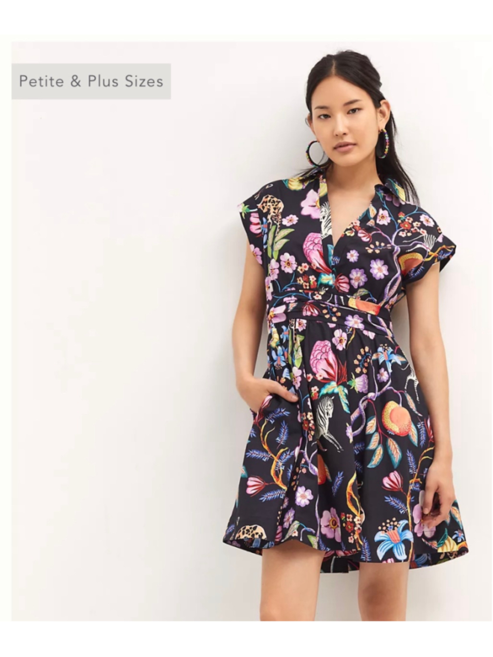 Women's Maeve Anthropologie Floral Animal Print Mini Dress Black Size 6